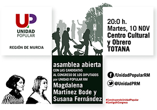 La Candidatura de la Izquierda murciana,  Unidad Popular se presentar en Totana